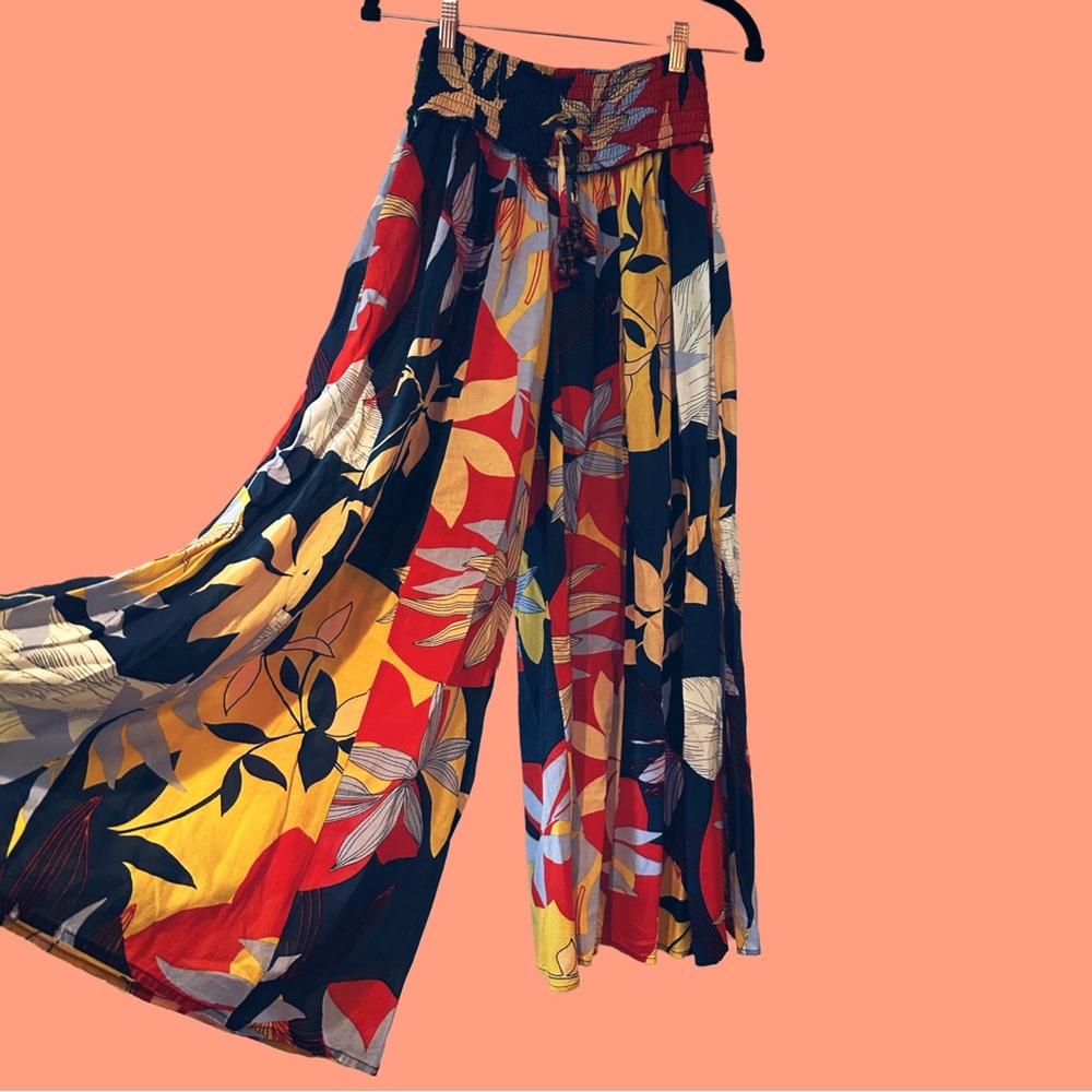 [ 2 FOR $25 ] FLORAL HIGH WAISTED WIDE LEG BAGGY PANTS